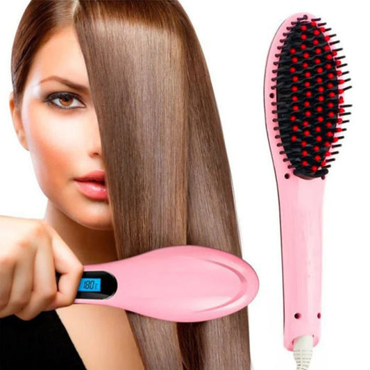 Haar rechtmakende kam LCD Display Digital Brush Iron Styling for Home Salon Men Women Hair Brush Care Styling Curling Tools