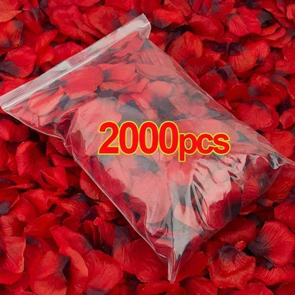 100-2000 copë petale artificiale të rreme të trëndafilave të kuq të kuq me trëndafila ari të kuq të kuq, lule petale për festa romantike favorizojnë dekorimin