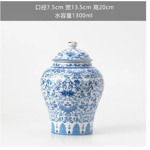 European Style Colored Ceramic Tea Caddy Large Sealed Candy Jar Tabletop Flower Vase Household Coffee Beans and Nuts Storage Box