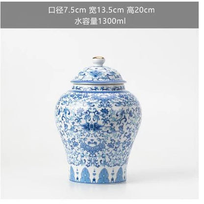 European Style Colored Ceramic Tea Caddy Large Sealed Candy Jar Tabletop Flower Vase Household Coffee Beans and Nuts Storage Box