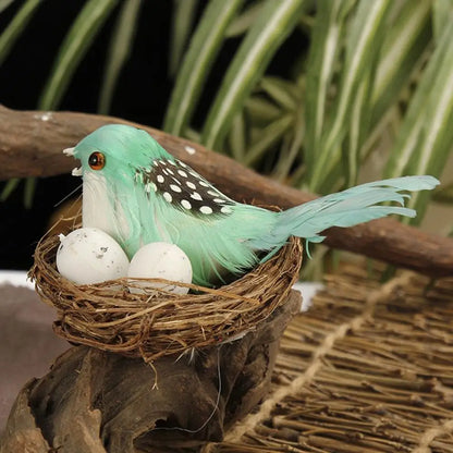 مجموعة واحدة من عش الطيور الاصطناعي ذو المظهر الواقعي الصديق للبيئة تمثال الطيور الإبداعية عش الطيور وهمية للمنزل