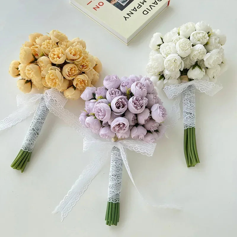 27 Cabezas Bouquet de peonía de seda artificial Mesa de decoración del hogar de lujo Fotografía de flores Flower Flower Wedding Flower