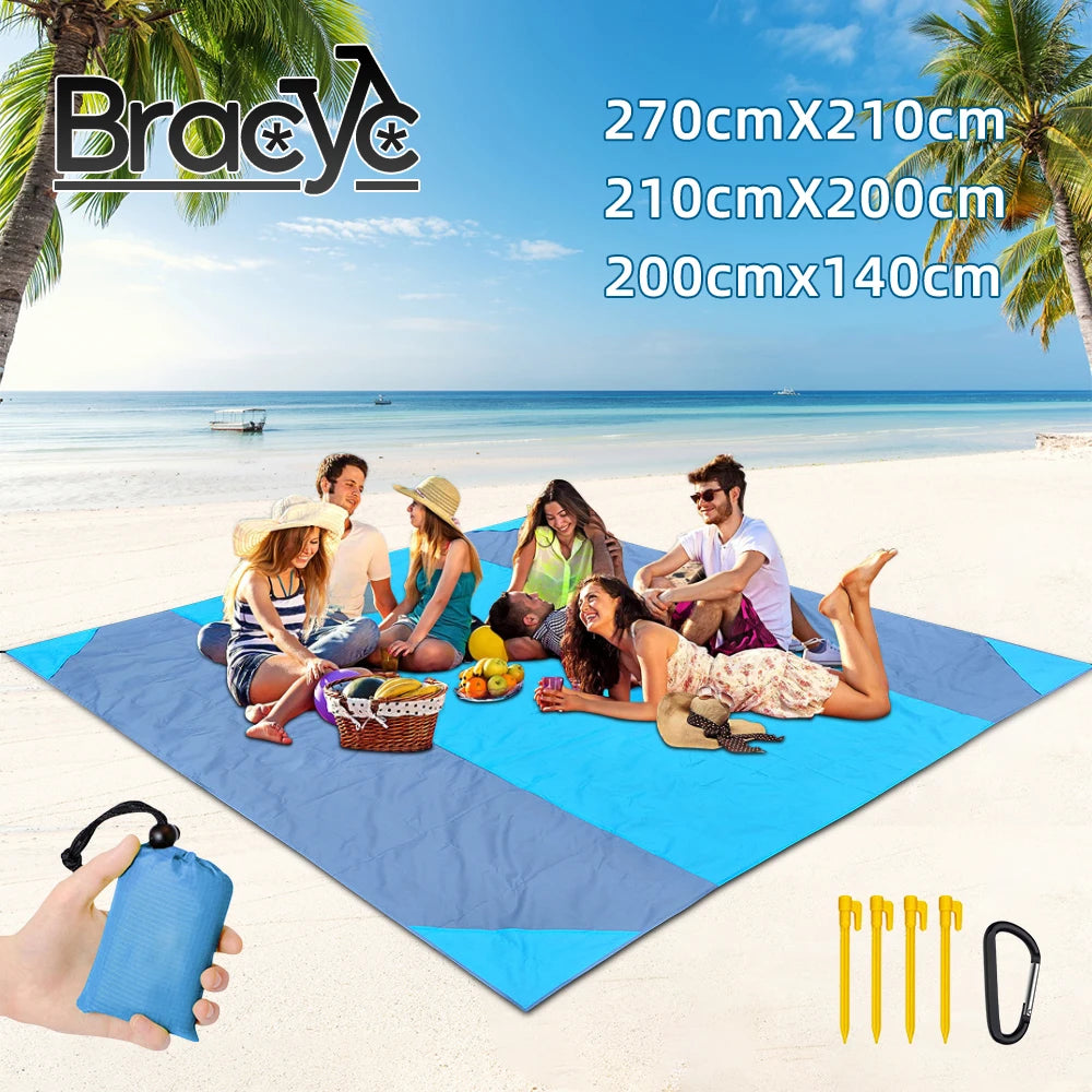 2x2.1m étanche de poche de poche couverture de plage pliant matelat de camping pliant tapis de pique-nique en plein air