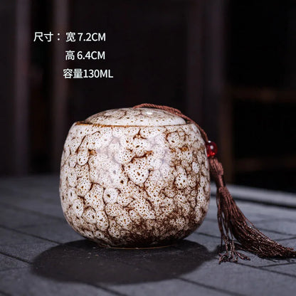 Ceramic tea can, small size, portable, kiln sealed can, household tea storage tank, powder medicine can tea tin Coffee can