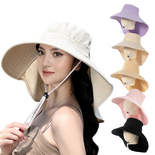 Outdoor Sun Bucket Hat for Women Girls Fishing Hat Wide Rond Brim Buły Hat z okładką szyi 50+ Ochrona Safari Cap