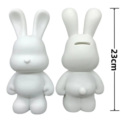 DIY Paint Fluid Rabbit Figure Handmade Pigment Doll Toy White Vinyl Bear Figurine Sculpture House Decoration Table Accessories