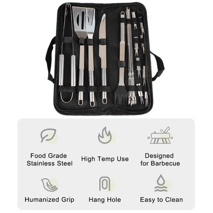 3/9/20 PCS BBQ Tools Set roestvrijstalen barbecuegere apparaat spatel spatel tangmesborstel spiesjes voor camping buiten