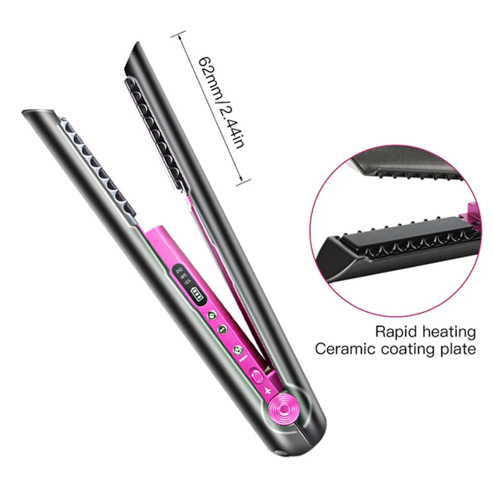 Bezdrôtové vlasové potrubie Mini ploché železo USB Nabíjateľné vlasy narovnávajúce curlingové stylingové nástroje