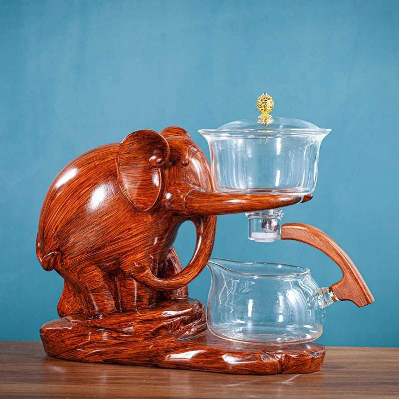 Heat-resistant Glass Teapot With Base Creative Tea Set Elephant Shape Automatic Tea Set Pu'er Oolong Teapot And Cup Set