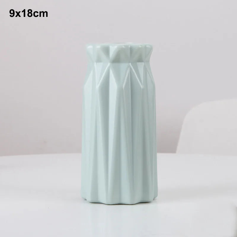 Morandi Plastic Vase Living Room Decoration Ornaments Modern Origami Plastic Vases for Flower Arrangements Home Decoration