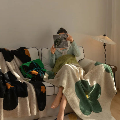 الكورية Kawaii البطانيات السجاد الديكور زهرة بطانية غرفة نوم أريكة الترفيه مكتب واحد نسيج أريكة بطانية رمي البطانيات