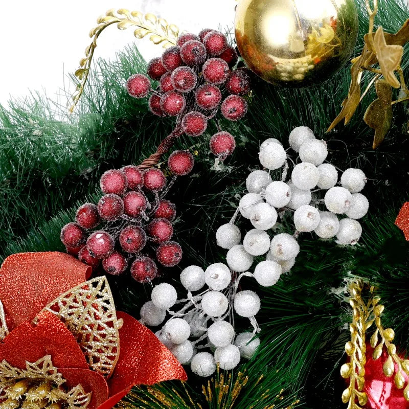 100/20 copë artificiale Holly Berries Mini Simulim Qershi Stamen Frostuar Double Head Head Fake Berry Dasma e Krishtlindjeve Dekor i Krishtlindjeve