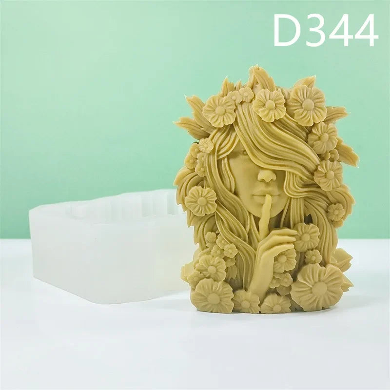 2D/3D DIY FLOR FLOREST Candle Silicone Mold Flower Woman Cake Chocolate Silicone Mold Mold Resina Moldes de concreto de gesso