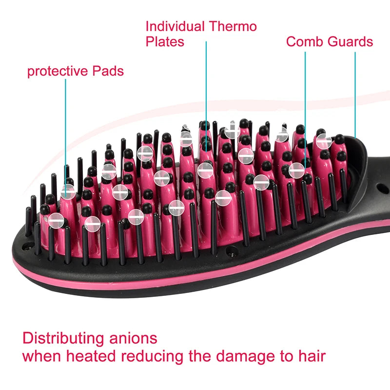 Vlasy vyrovnávanie hrebeň LCD Displace Digital Brush Iron Styling for Home Salon Men Dámske kefy Care Styling Curling Tools