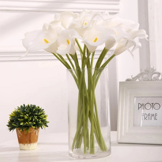 5/10 pezzi vero tocco di callo giglio fiori artificiali Bianco maestro matto per la doccia per la casa decorazione fiore fiore falsa fiore