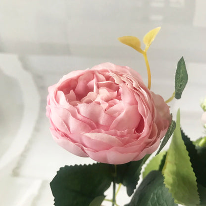 30 cm de rosa rosa seda peony flores artificiales Bouquet 5 Big Head y 4 Bud Behic Fake Flowers para el hogar Decoración de bodas Indoor