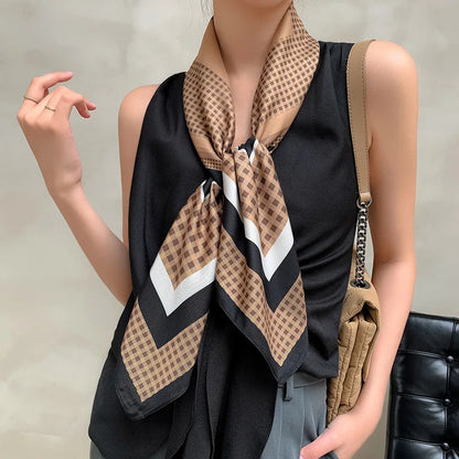 Luxusmarkenschals für Frauen Schaldruck Seide Satin Hijab Schal weiblich Bandana 70*70 cm Quadratschals Schals für Damen 2024