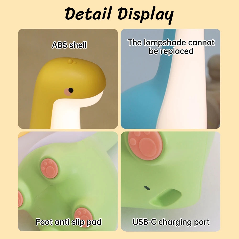 Long Necked Dinosaur Light USB Charging Soft Light With Sleeping Light Children's Cartoon Bedside Feeding LED Cute Night Light