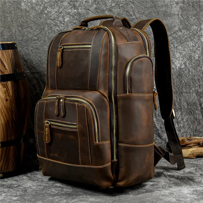Hochwertige Taschen für Herren Leder -Rucksack Retro Luxus Mode Style Rucksack Reise -Rucksack -Schultasche für Männer Ledertagentack