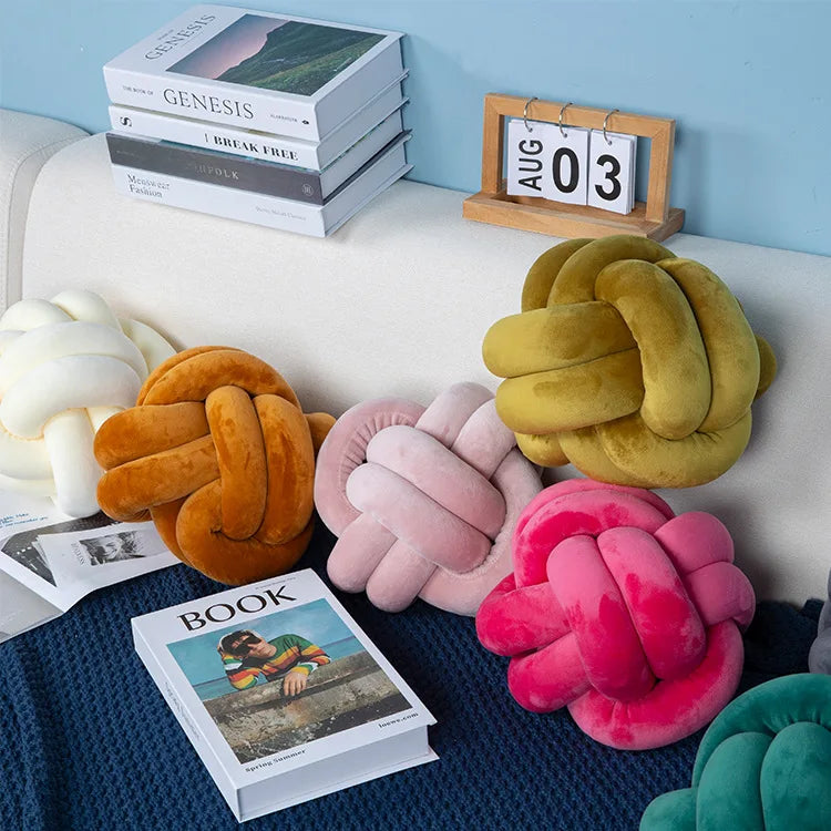 Cuscino con pallina di lana spandex a due fili cuscino a sfera annodata a mano in velluto cuscino cuscino nodo