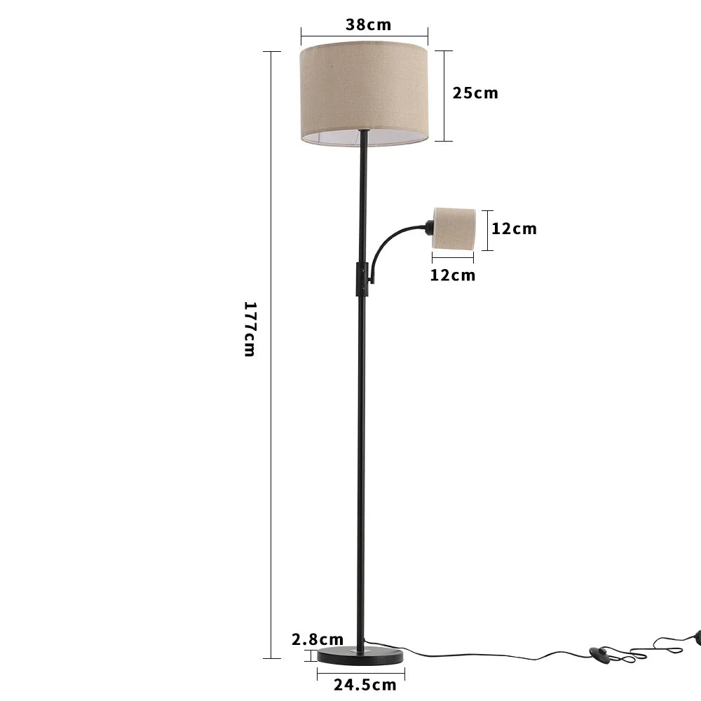 2-Light Floor Standing Lamp with Adjustable Head