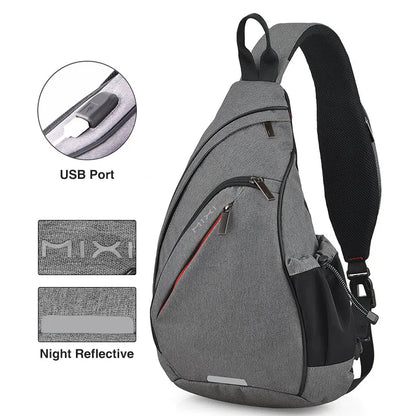 Mixi Men One Shoulder Backpack Women Sling Bag Crossbody USB Boys Cycl Country Mouse