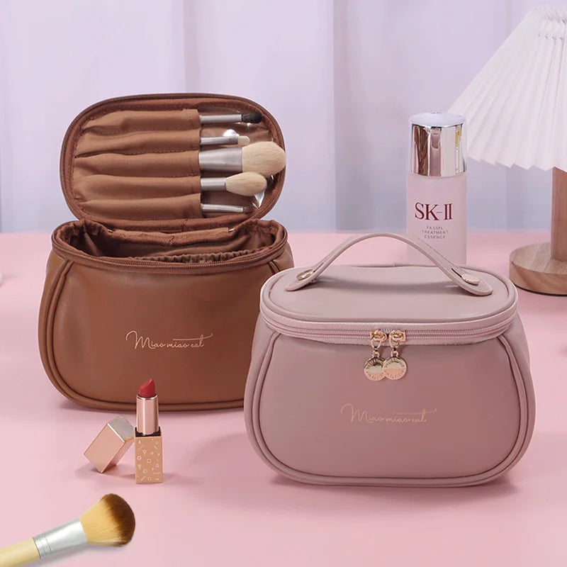 Bolsa de maquillaje PU linda para mujeres organizadores de tocadores de tocador de tocador