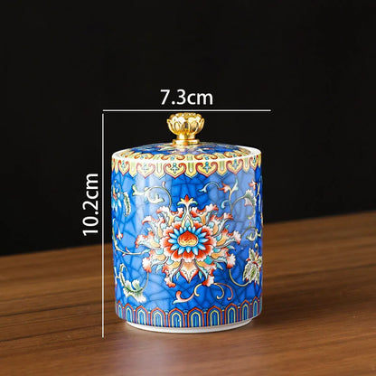 European Ceramic Storage Jar Enamel Decorative Kitchen Cereal Dispenser Coffee Table Desktop Tea Canister Living Room Candy Jars