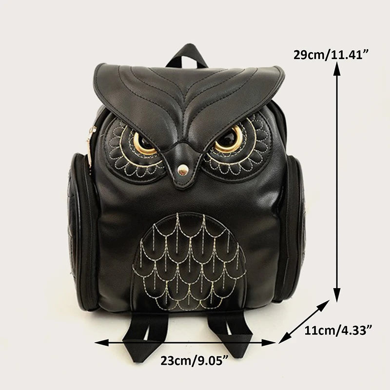 PU Sac à dos de chouette en relief, à la mode et à un animal de dessin animé mignon, sac à la mode de voyage dans le sac féminin