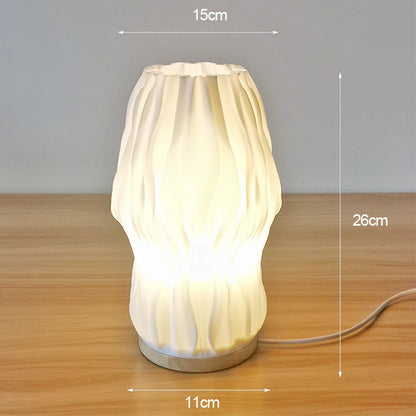 French cream style 3D desk lamp ins internet red pleated bedroom bedside lamp study coffee shop card seat atmosphere lamp