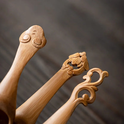 Handmade Bamboo Tea Scoop Traditional Zen Kung Fu Teaware Accessories Kitchen Seasoning Dispenser Tool Coffee Bean Spoon Shovel