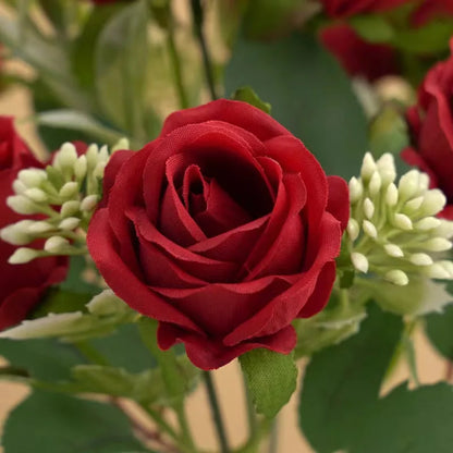 10 ראשים זר ורדים פרחים מלאכותיים קישוט חתונה ורד מערבי 6 צבעים פרחים מזויפים פרחים מלאכותיים