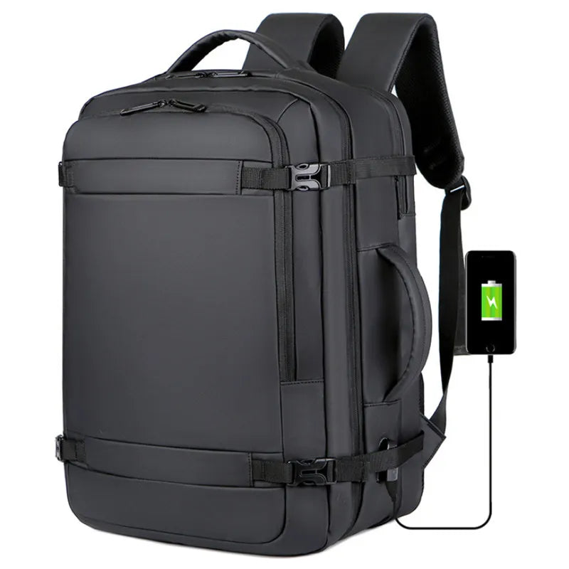 2023 40L حقيبة ظهر للسفر USB قابلة للتوسيع، حقائب حمل معتمدة للطيران للطائرات، حقيبة ظهر متينة مقاومة للماء مقاس 17 بوصة للرجال