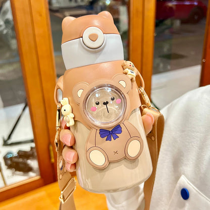 520ML Kids Stainless Steel Thermos Cup Children's Hot Water Cup Portable Thermos Bottle Cartoon Thermos Bottle Insulation Cup