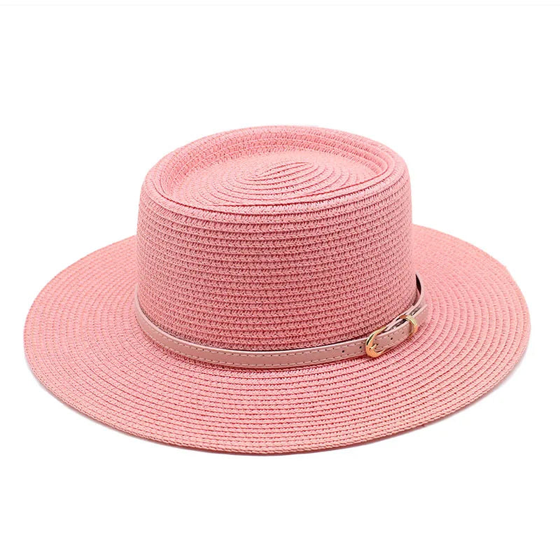 2022 Summer Nový styl Slámové klobouky venkovní sluneční stíní široký plochý top fedora klobouky pro ženy a muže fedora slaměné čepice