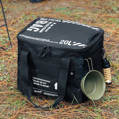 20 L Organisateurs de camping en plein air avec sac de pique-nique à poignée Boîte de vaisselle du réservoir de gaz pour plage Picnic Road Trip Voyage