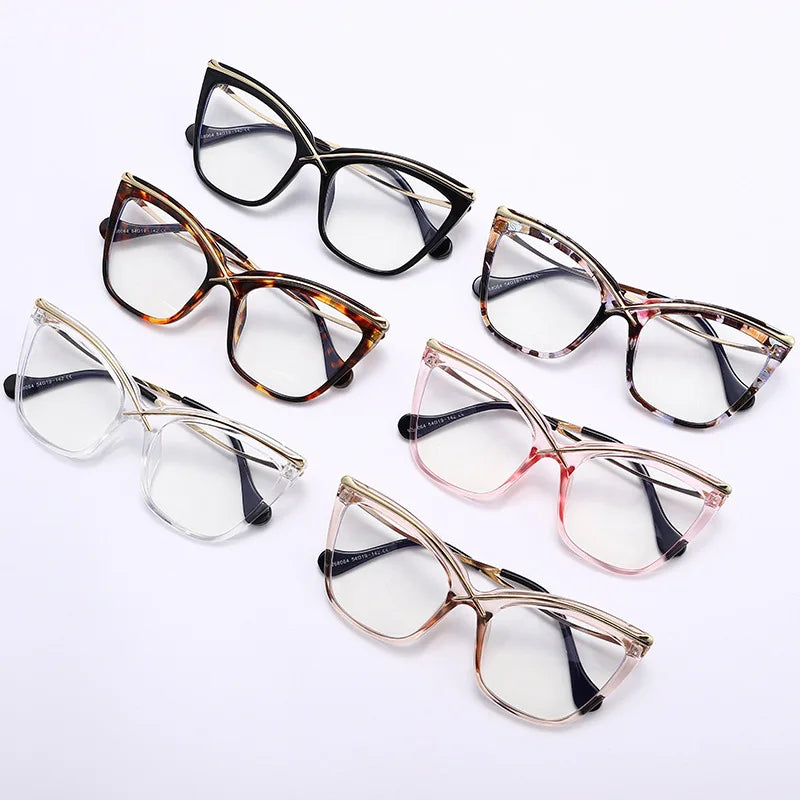 Nuevo diseñador retro de moda Glassas de mujer, gafas de metal, marco de ojo de gato, tendencia de calidad de la marca Lectura clara para la computadora