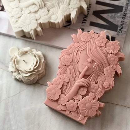 2D/3D DIY פרח אלת נר סיליקון עובש פרח אישה עוגת שוקולד שוקולד סיליקון עובש סבון עובש שרף בטון תבניות גבס