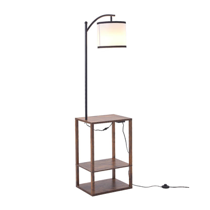 KOMORE Modern Metal Floor Lamp Side Table 2 In 1 for Living Room Office, Bedroom, Hallway, Porch