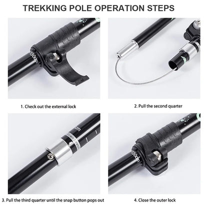 Trekking Stick 5-Section Telescopic Folding Trekking Poles Outdoor Camping Ultralight Portable Foldable Walking Hiking Stick