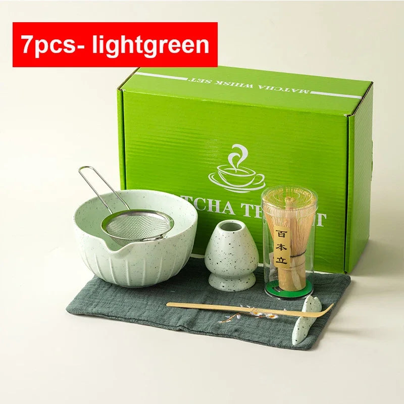 4/6PCS 7pcs Matcha White Tea Whisk Teaware Japanese Ceremony Bamboo Chasen Tea Tool Tea Brush Exquisite Matcha Kit for Teaset