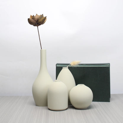 4 Piece Minimalist Art Vase, Vase Set, Perfect for Country Home Décor, Modern Farmhouse, Living Room, Shelf, Tabletop, Bookcase,