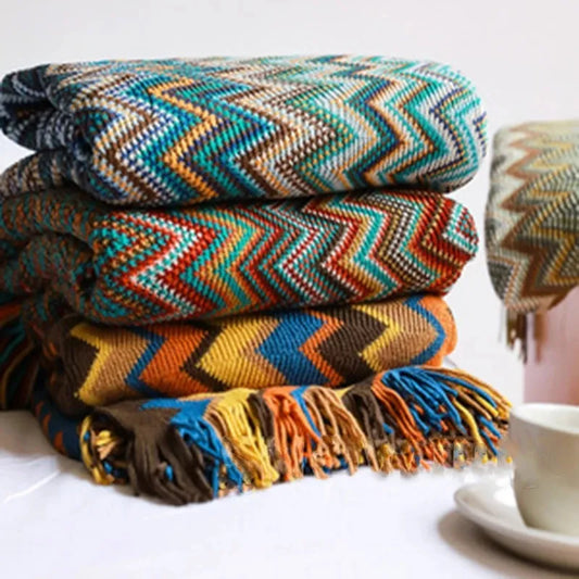 מיטת בוהו שמיכה משובצת גיאומטריה Aztec Baja שמיכות ספה אתנית כיסוי כיסוי עיצוב זריק