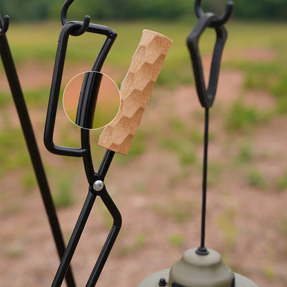 Metal Camping Barbecue pinça de alça longa alicate a carvão Firetongs Fartela de madeira Piculadores