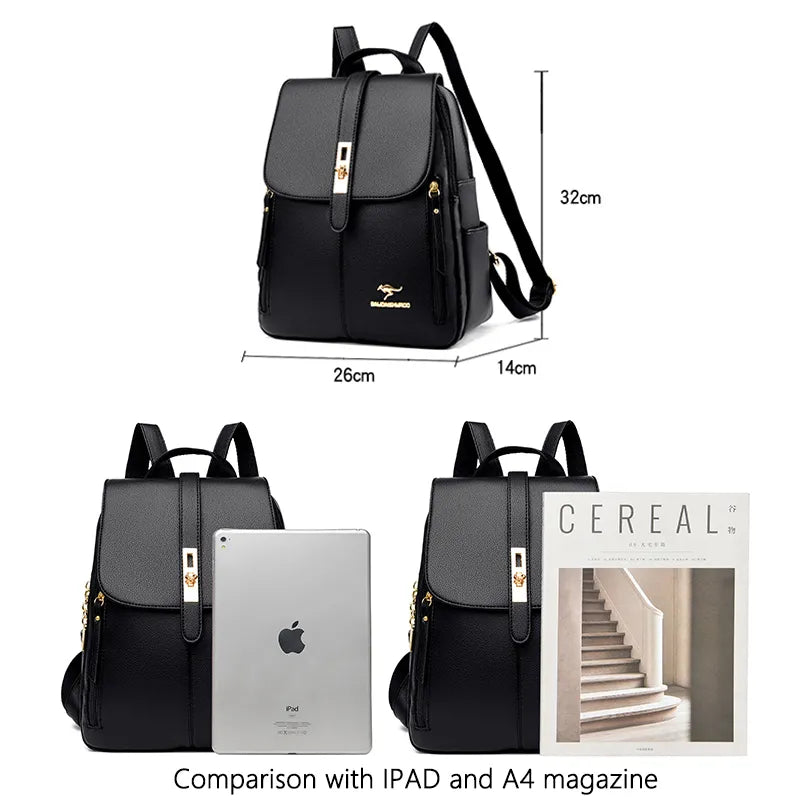 Sac à dos de cuir de luxe pour filles SAC A DOS DOS CASBACKAGD Black Vintage Sac à dos Sacs d'école pour filles Mochila Rucksack