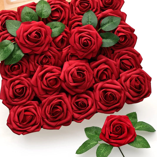 פרחים מלאכותיים של ורדים 25 יחידות קצף ורדים מזויפים זרי חתונה מרכזים מרכזיים אמהות יום ולנטיין מתנות קישוט