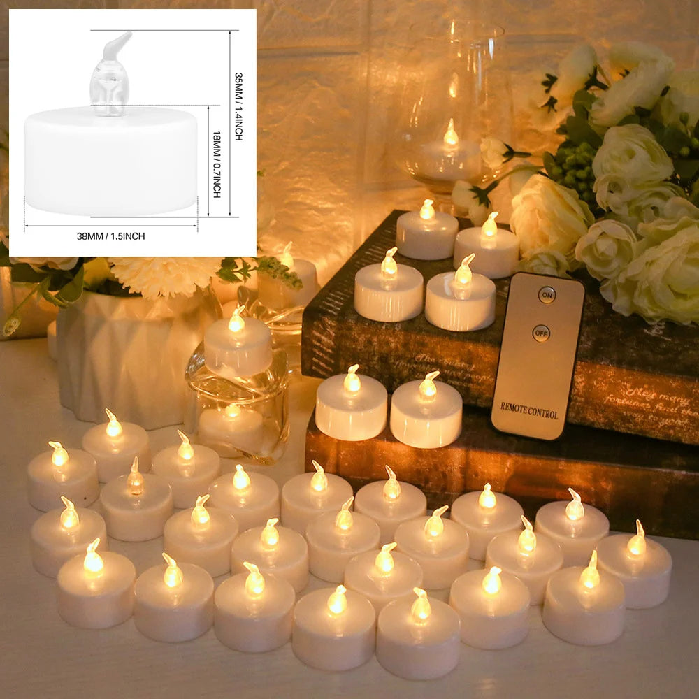 24stk flimrende LED-stearinlys Tealights No-Remote/Fjernbetjeningslys Flameless med batteri til bryllup hjem juledekor