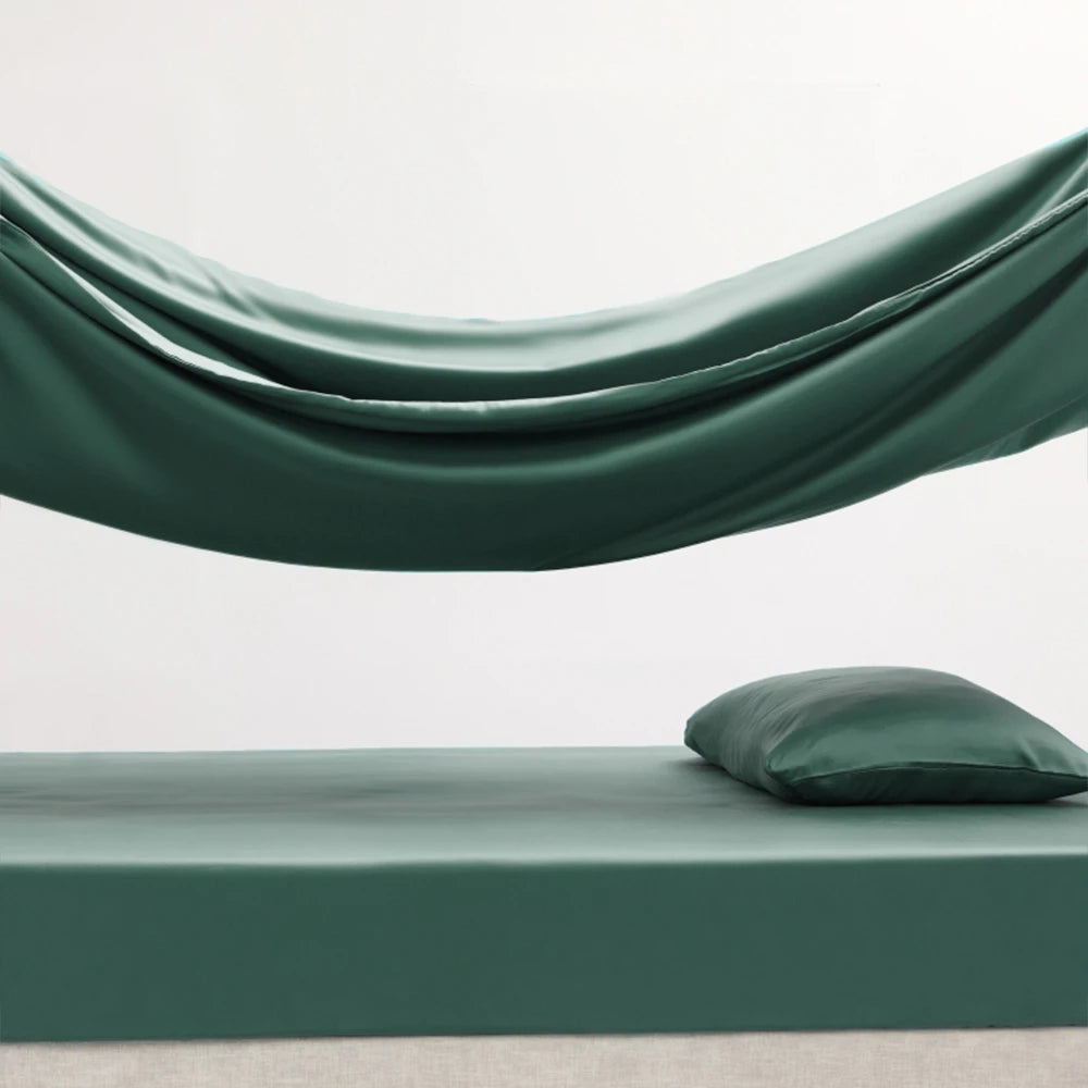 Lanlika Luxury Pure 100% hodvábna posteľná súprava letný zelený plochý plech vankúšiky s dvojlôžkom kráľovnej prikrývky na kal