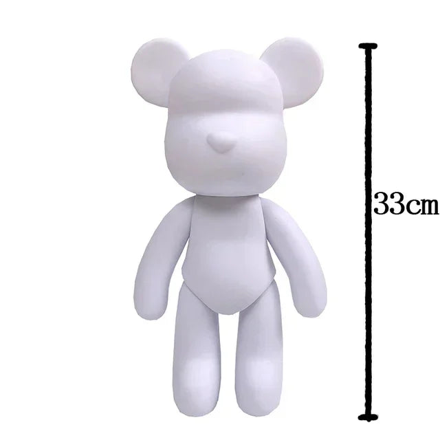 DIY Paint Fluid Rabbit Figure Handmade Pigment Doll Toy White Vinyl Bear Figurine Sculpture House Decoration Table Accessories