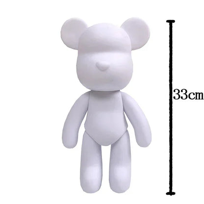 DIY Paint Fluid Rabbit Figure Handmade Pigment Doll Toy White Vinyl Bear Figurine Sculpture House Decoration Table Accessories